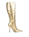Blumarine Laminated Knee-high Leather Boots In Gold
