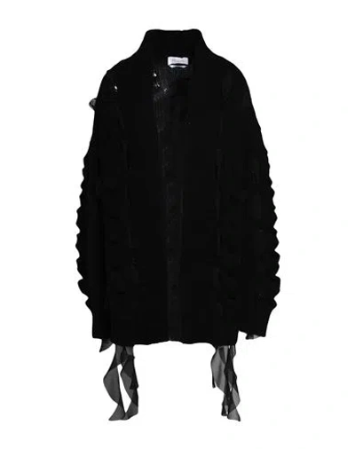 Blumarine Woman Cardigan Black Size M Wool, Polyester In Black