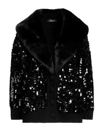 Blumarine Woman Cardigan Black Size Xs Virgin Wool, Pvc - Polyvinyl Chloride, Polyester