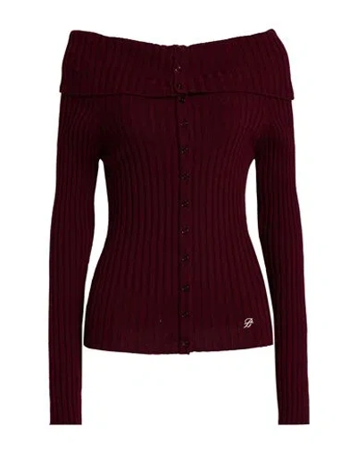 Blumarine Woman Cardigan Burgundy Size 6 Wool In Red