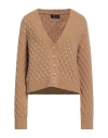 Blumarine Woman Cardigan Camel Size L Wool, Acrylic, Elastane In Brown