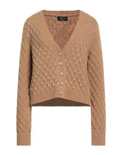 Blumarine Woman Cardigan Camel Size L Wool, Acrylic, Elastane In Brown