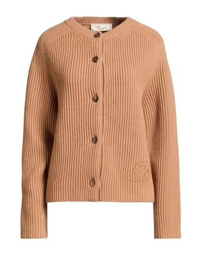 Blumarine Woman Cardigan Camel Size M Wool, Cashmere In Brown