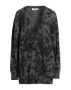 Blumarine Woman Cardigan Charcoal Size 6 Wool, Polyamide