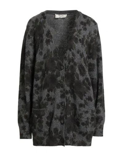Blumarine Woman Cardigan Charcoal Size 6 Wool, Polyamide