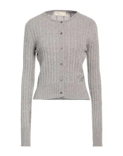 Blumarine Woman Cardigan Grey Size 8 Virgin Wool, Cashmere In Gray