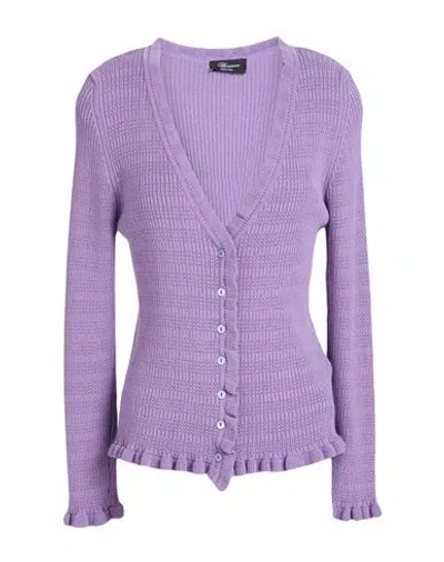 Blumarine Woman Cardigan Mauve Size 8 Viscose, Polyester In Purple