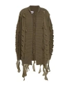 Blumarine Woven Motif Cardigan With Chiffon Inserts In Green