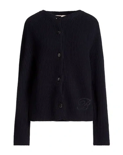 Blumarine Woman Cardigan Navy Size M Wool, Cashmere In Blue
