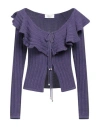 Blumarine Woman Cardigan Purple Size 8 Wool In Purple