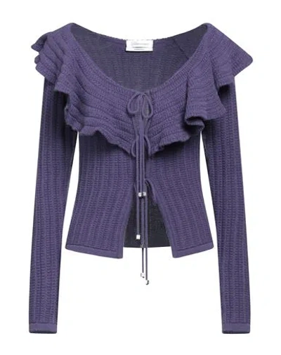 Blumarine Woman Cardigan Purple Size 8 Wool