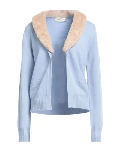 Blumarine Woman Cardigan Sky Blue Size M Wool, Cashmere