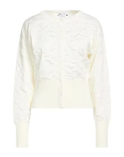 Blumarine Woman Cardigan White Size 6 Polyester, Viscose
