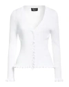 Blumarine Woman Cardigan White Size L Viscose, Polyester In White