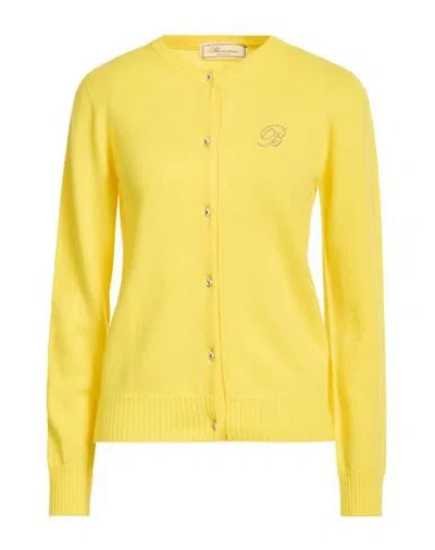 Blumarine Woman Cardigan Yellow Size 8 Cashmere, Glass