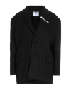 Blumarine Woman Coat Black Size 2 Wool, Polyamide, Viscose, Zamak
