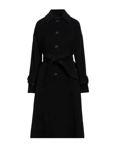 Blumarine Woman Coat Black Size 8 Wool, Polyamide, Cashmere