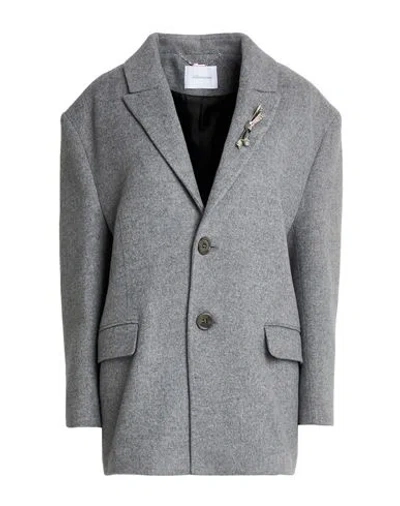 Blumarine Woman Coat Grey Size 6 Wool, Polyamide, Viscose, Zamak In Gray