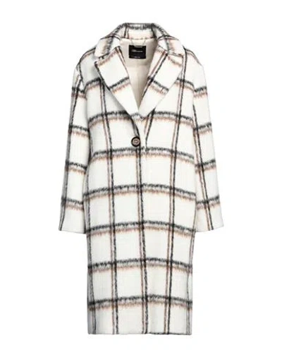 Blumarine Woman Coat Off White Size 10 Acrylic, Polyester, Wool, Virgin Wool, Polyamide