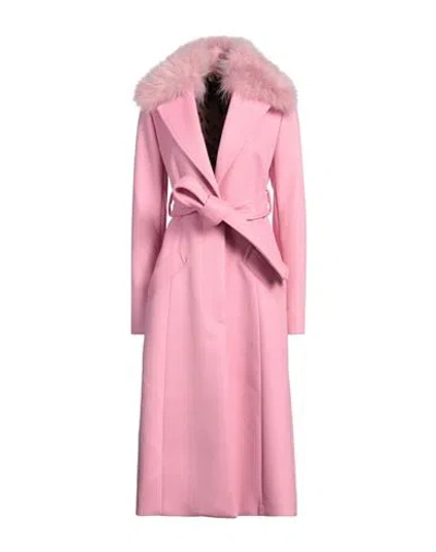 Blumarine Woman Coat Pink Size 6 Virgin Wool, Cashmere