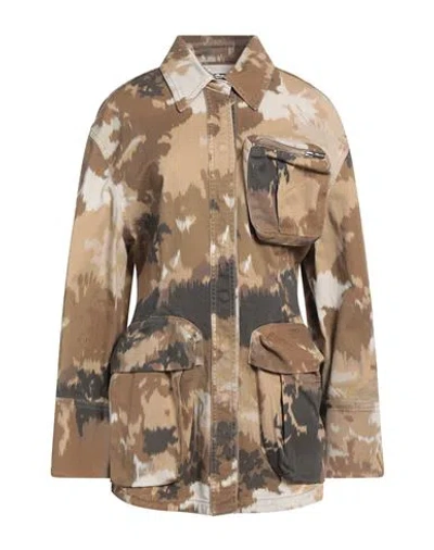 Blumarine Woman Denim Outerwear Khaki Size 4 Cotton, Elastane In Beige