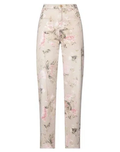Blumarine Woman Denim Pants Beige Size 6 Cotton, Elastane