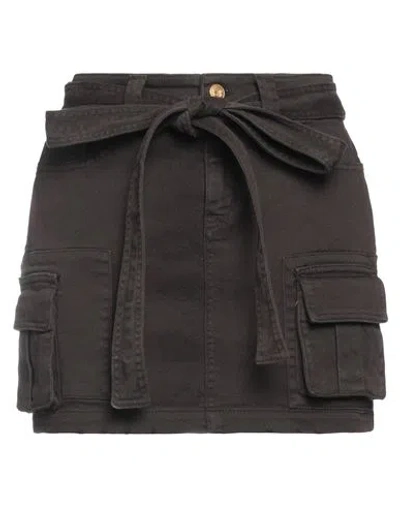 Blumarine Woman Denim Skirt Dark Brown Size 4 Cotton, Elastane