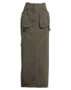Blumarine Woman Denim Skirt Military Green Size 6 Cotton, Viscose In Green
