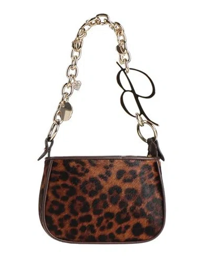 Blumarine Woman Handbag Brown Size - Cow Leather, Aluminum, Zamak, Brass In Animal Print