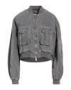 Blumarine Woman Jacket Grey Size 8 Cotton, Elastane In Gray