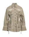 Blumarine Woman Jacket Khaki Size 2 Cotton, Elastane In Beige