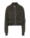 Blumarine Woman Jacket Military Green Size 6 Cotton, Elastane In Green