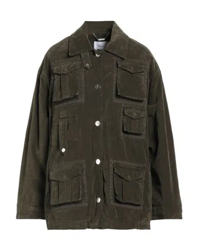 Blumarine Woman Jacket Military Green Size 6 Cotton, Elastane