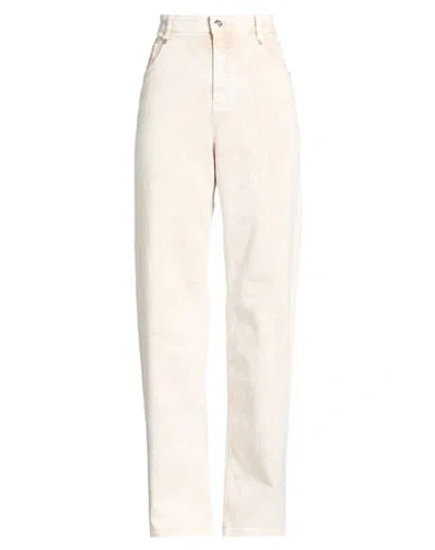 Blumarine Woman Jeans Beige Size 10 Cotton, Elastane In Neutral