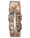 Blumarine Camouflage Print Cargo Trousers In Beige