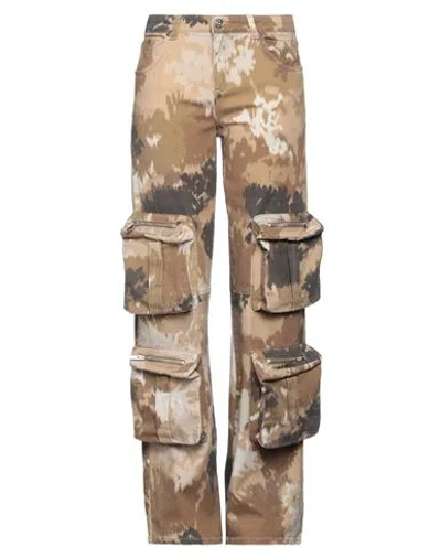 BLUMARINE BLUMARINE WOMAN JEANS KHAKI SIZE 10 COTTON, ELASTANE