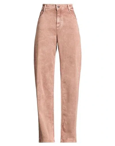 Blumarine Woman Jeans Light Brown Size 8 Cotton, Elastane In Pink