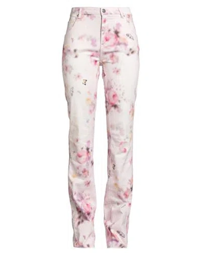 Blumarine Woman Jeans Light Pink Size 8 Cotton, Elastane In Multi