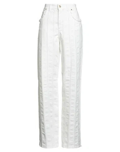 Blumarine Woman Jeans White Size 6 Cotton, Elastane