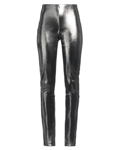 Blumarine Woman Leggings Silver Size 8 Viscose In Black