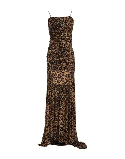 Blumarine Woman Maxi Dress Brown Size 6 Polyamide, Elastane In Animal Print