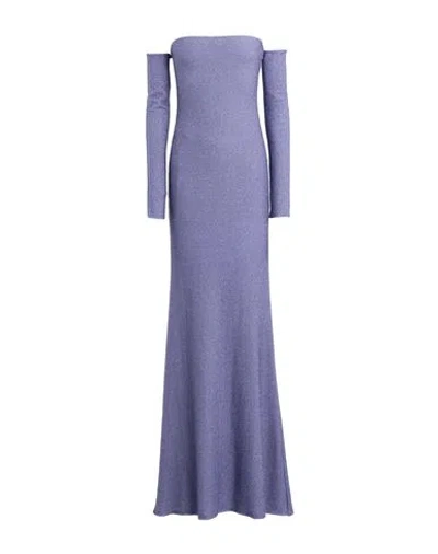 Blumarine Detachable-sleeve Strapless Gown In Purple