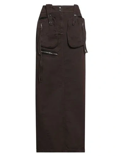 Blumarine Woman Maxi Skirt Chocolate Brown Size 4 Cotton