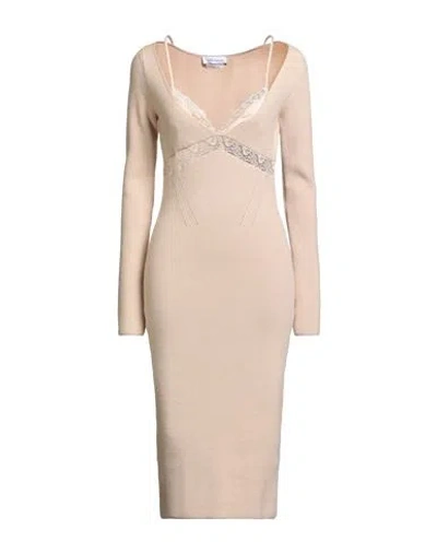 Blumarine Woman Midi Dress Beige Size 8 Polyamide, Acrylic, Wool, Polyester