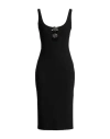 Blumarine Black Viscose Stretch Midi Dress In Black