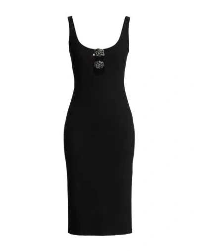 BLUMARINE BLUMARINE WOMAN MIDI DRESS BLACK SIZE 8 VISCOSE, POLYAMIDE, ELASTANE