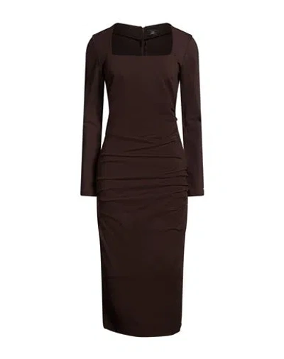 Blumarine Woman Midi Dress Dark Brown Size 6 Viscose, Polyamide, Elastane