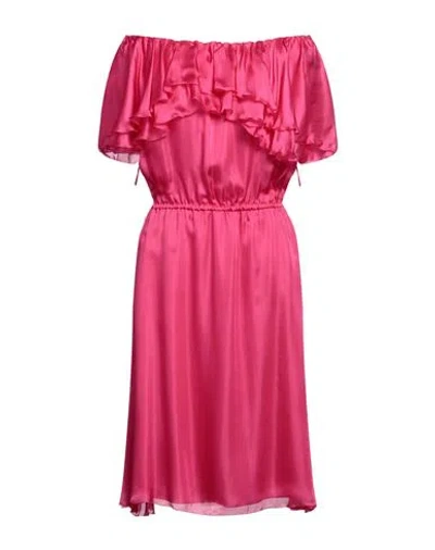 Blumarine Woman Midi Dress Fuchsia Size 4 Silk In Pink