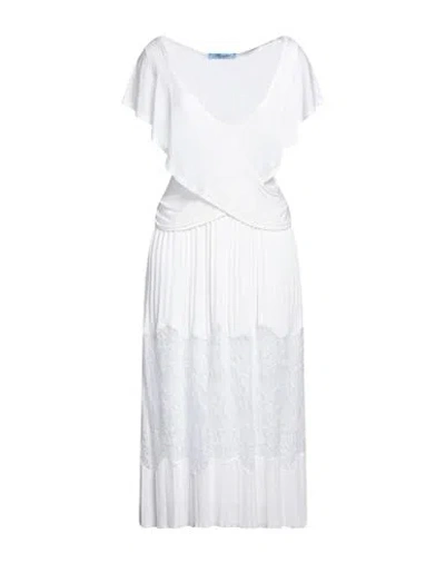 Blumarine Woman Midi Dress Off White Size 8 Viscose, Polyamide