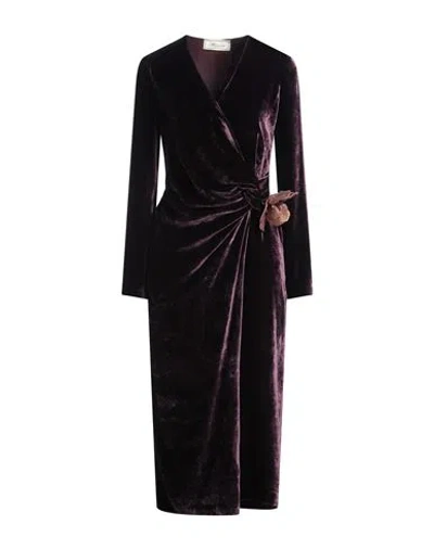 Blumarine Woman Midi Dress Plum Size 8 Viscose, Silk